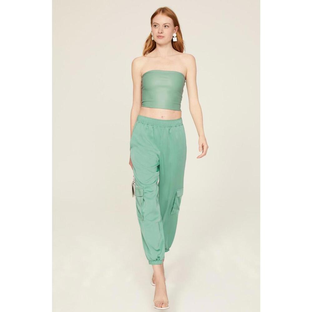 LAPOINTE Faux Leather Tube Top Size 4 with Open Seam